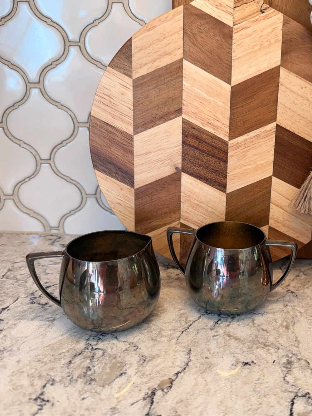 Empire Crafts Silver Creamer and Sugar Bowl Set